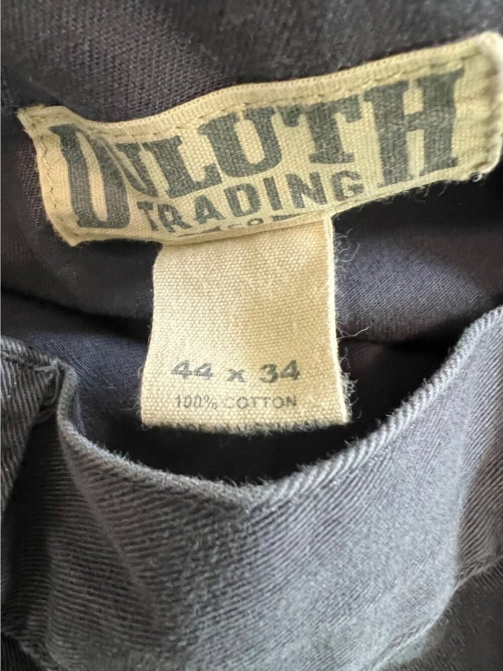 Duluth Khaki Carpenter Pants Blue Grey Cotton Khaki Relaxed Casual Men's 44 X 34 - Picture 7 of 9
